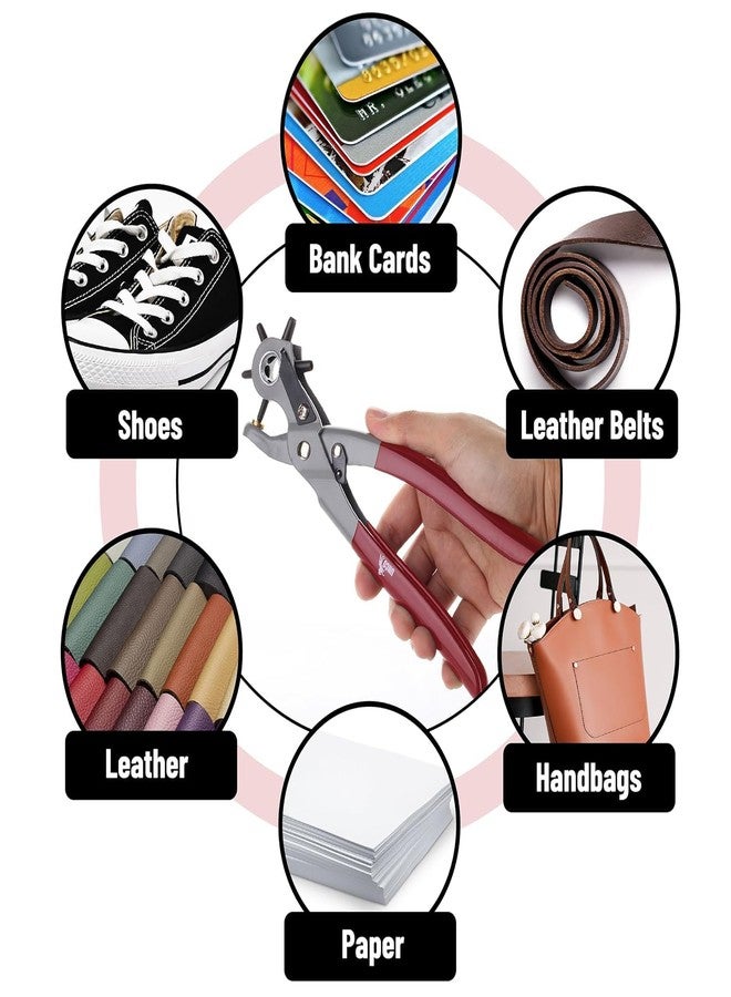 NVF أداة ثقب الجلد من NVF، بستة أحجام مختلفة للثقوب (5/64 بوصة، 3/32 بوصة، 7/64 بوصة، 1/8 بوصة، 5/32 بوصة، 3/16 بوصة)، أداة ثقب متينة لأحزمة الساعات، والأحزمة، وأطواق الكلاب، والسروج، والأحذية، والأقمشة، ومشاريع الحرف اليدوية. - Image 5